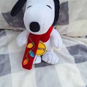 White Plush Dog with Red Scarf